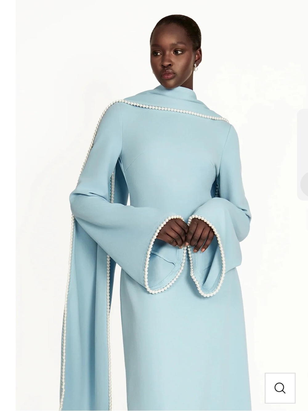 NWT Miss Rosier light blue maxi dress with pearl trim - Picture 4 of 15